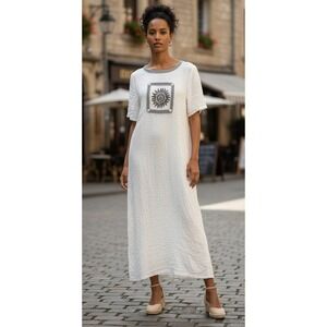 Kindred Spirit Cover Up Maxi Dress Small White Rayon Sheer Boho Resort Beach NWT